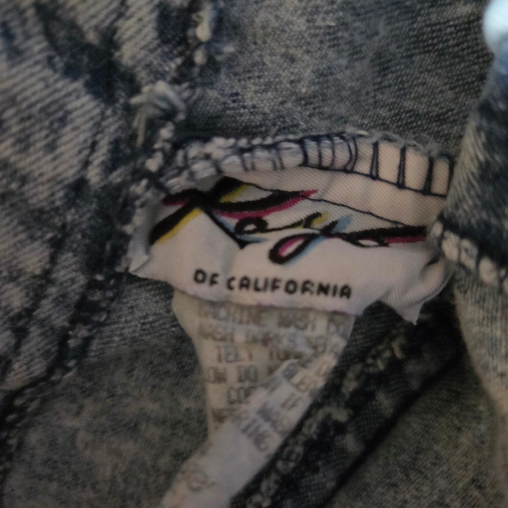 Vintage Rayo of California Acid Wash Denim Paperbag Midi Skirt Bandana Trim 80s - Picture 7 of 7